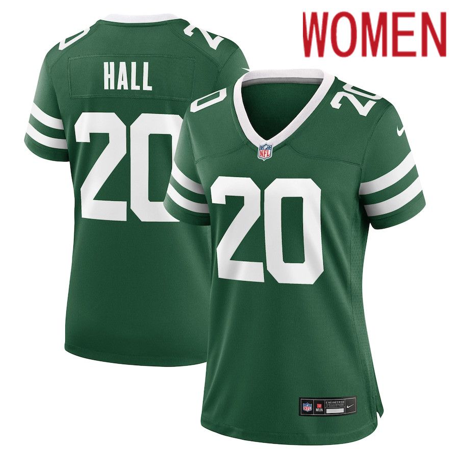 Women New York Jets #20 Breece Hall Nike Legacy Green Game NFL Jersey->->Women Jersey